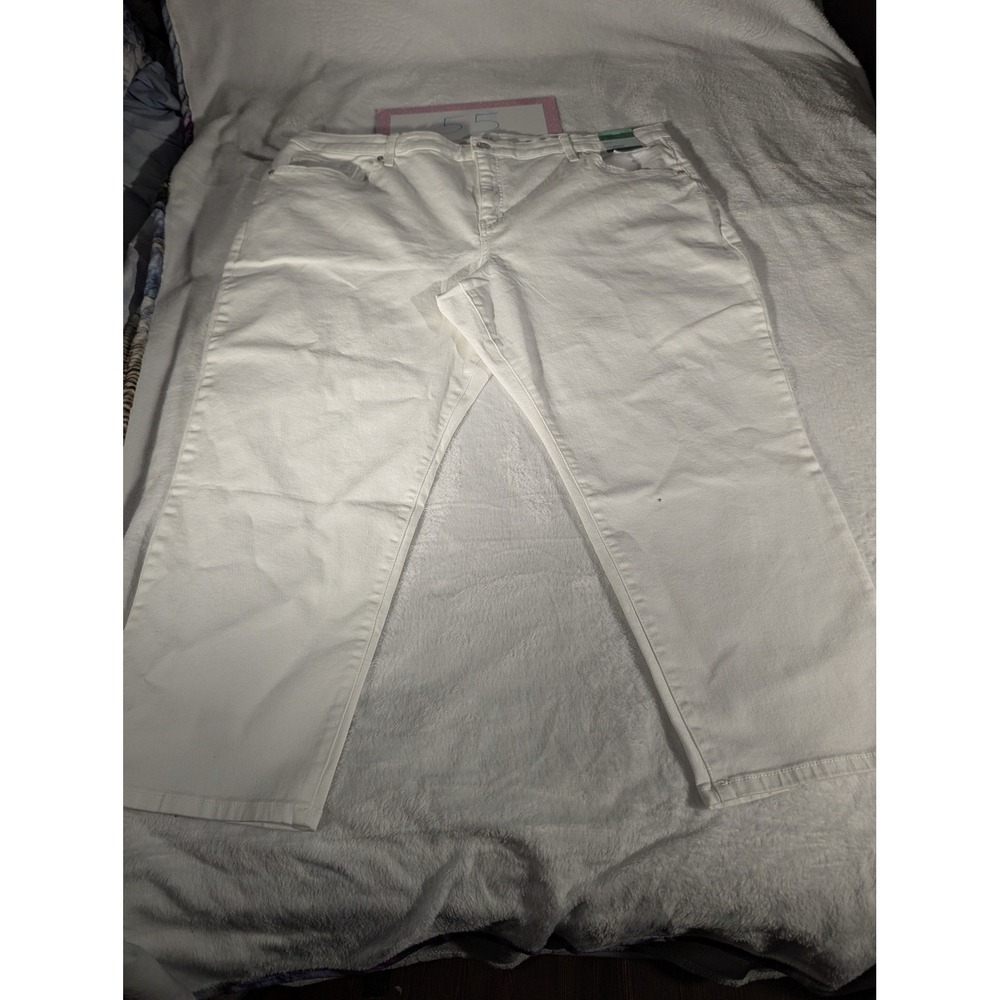 Terra & Sky Straight Leg Jeans Women 26W White New High Rise Petite Plus